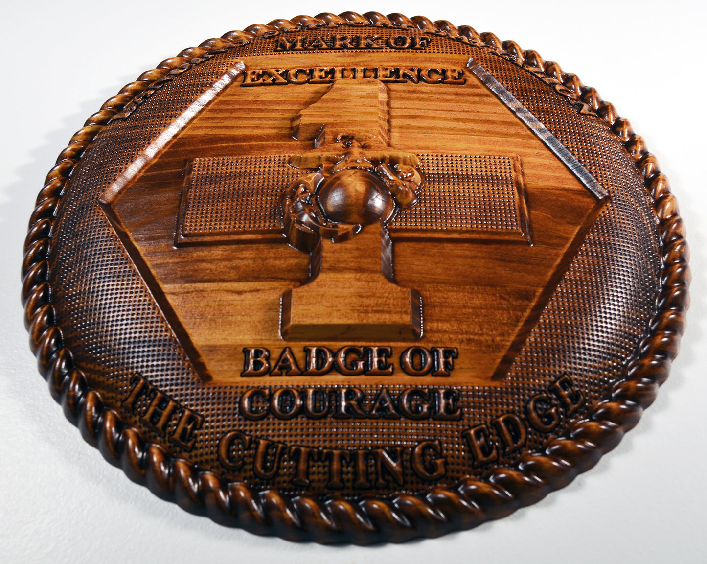 USMC 1st Landing Support Battalion, Red Patchers, 3d wood carving, military plaque