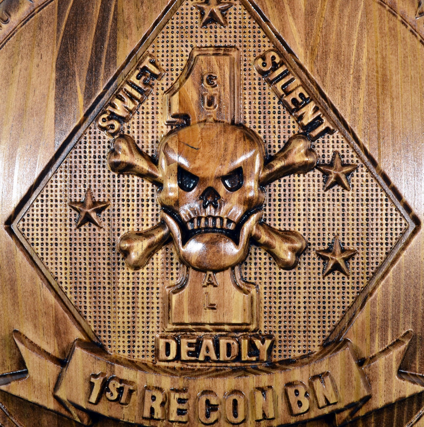 USMC 1st Reconnaissance Battalion, Marine Corps Special Forces, CNC 3d wood carving, military plaque