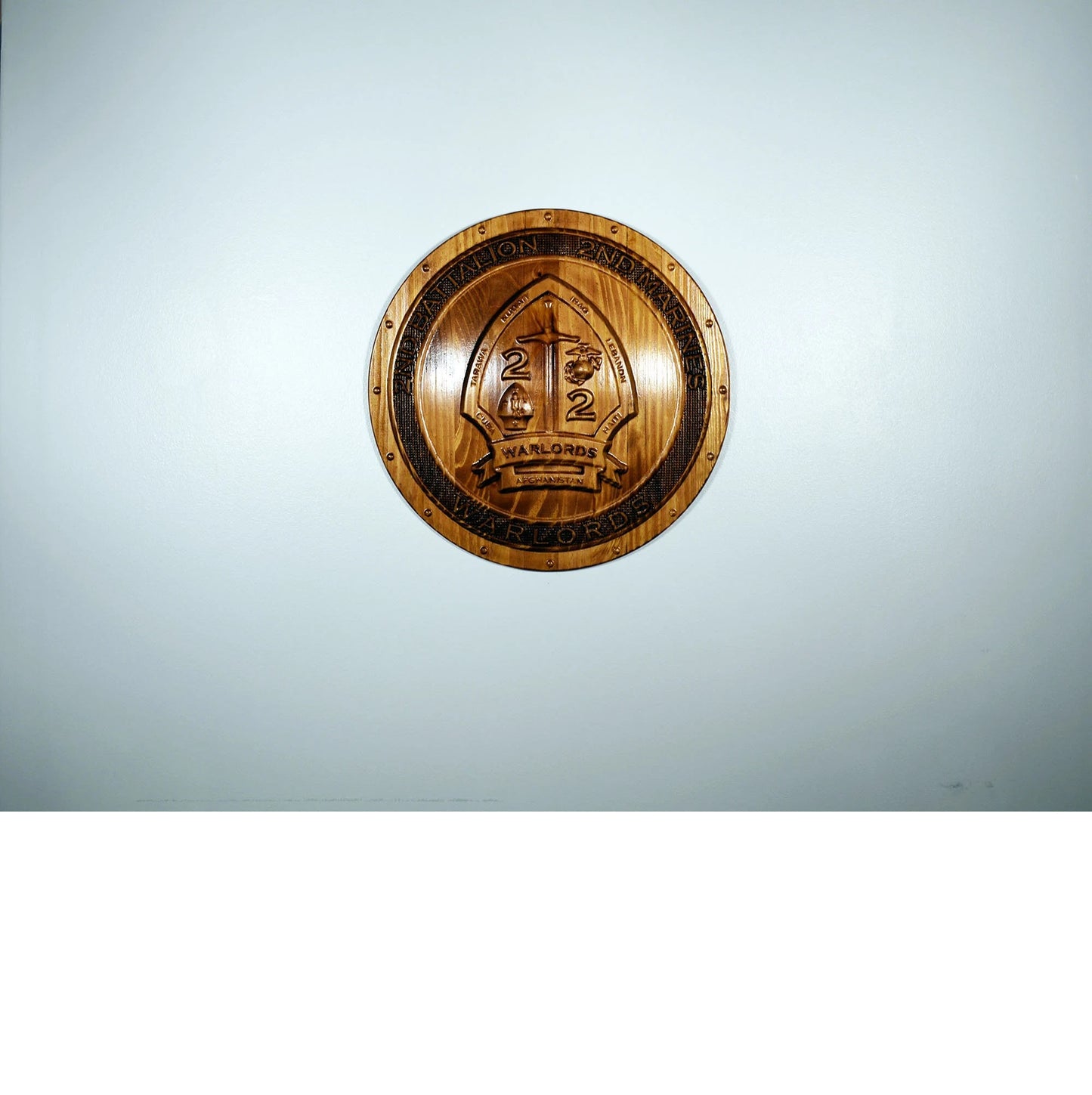 USMC 2nd Battalion 2nd Marines, Warlords, Marine Corps, 3d wood carving, military plaque