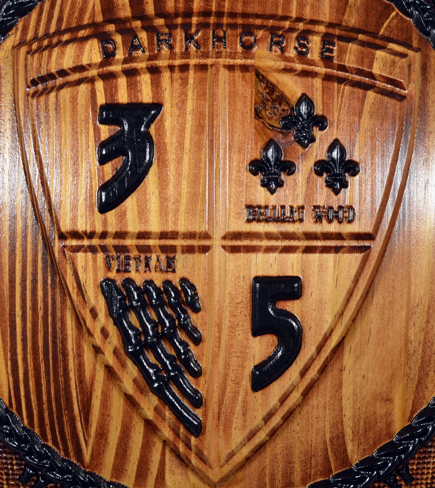 USMC 3rd Battalion 5th Marines, Black Stained 3d wood plaque, military plaque