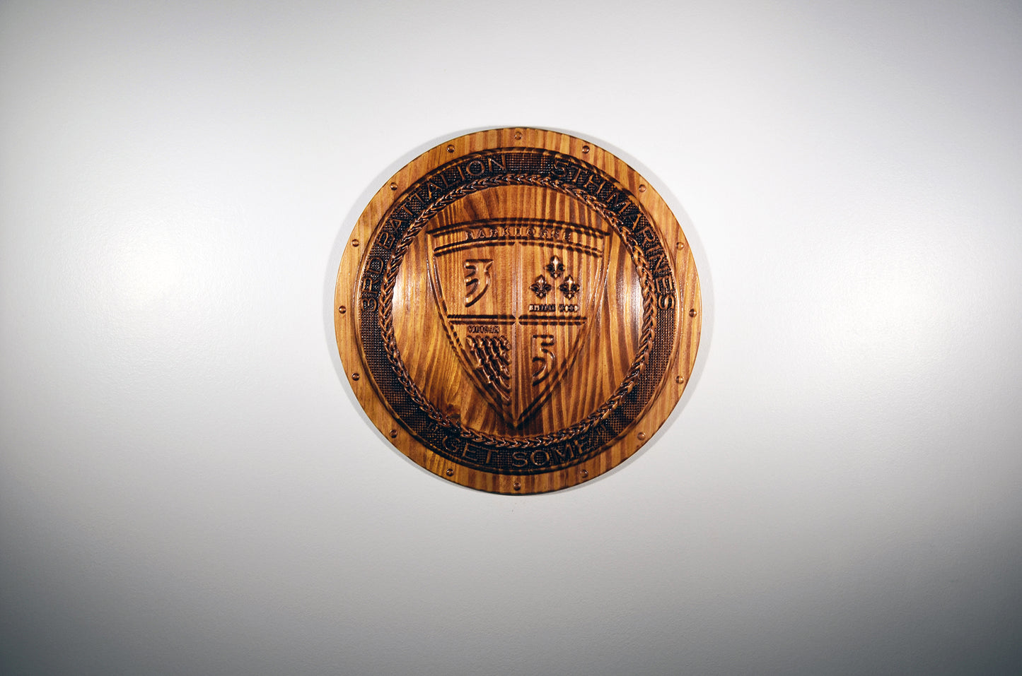 USMC 3rd Battalion 5th Marines, stained 3d wood plaque, military plaque