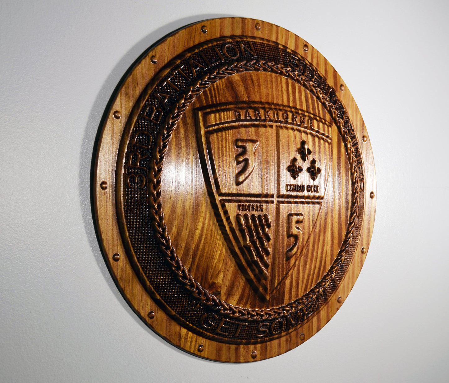 USMC 3rd Battalion 5th Marines, stained 3d wood plaque, military plaque
