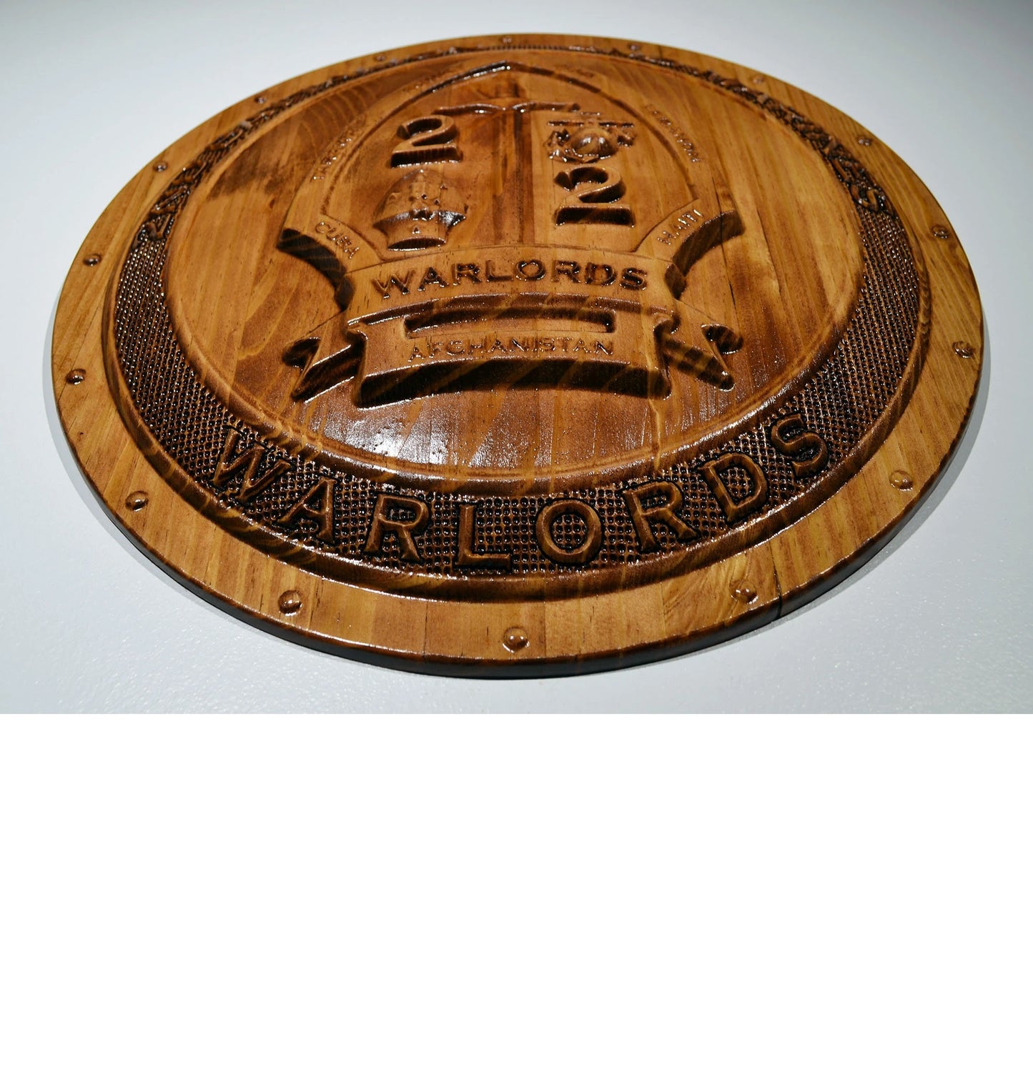 USMC 2nd Battalion 2nd Marines, Warlords, Marine Corps, 3d wood carving, military plaque
