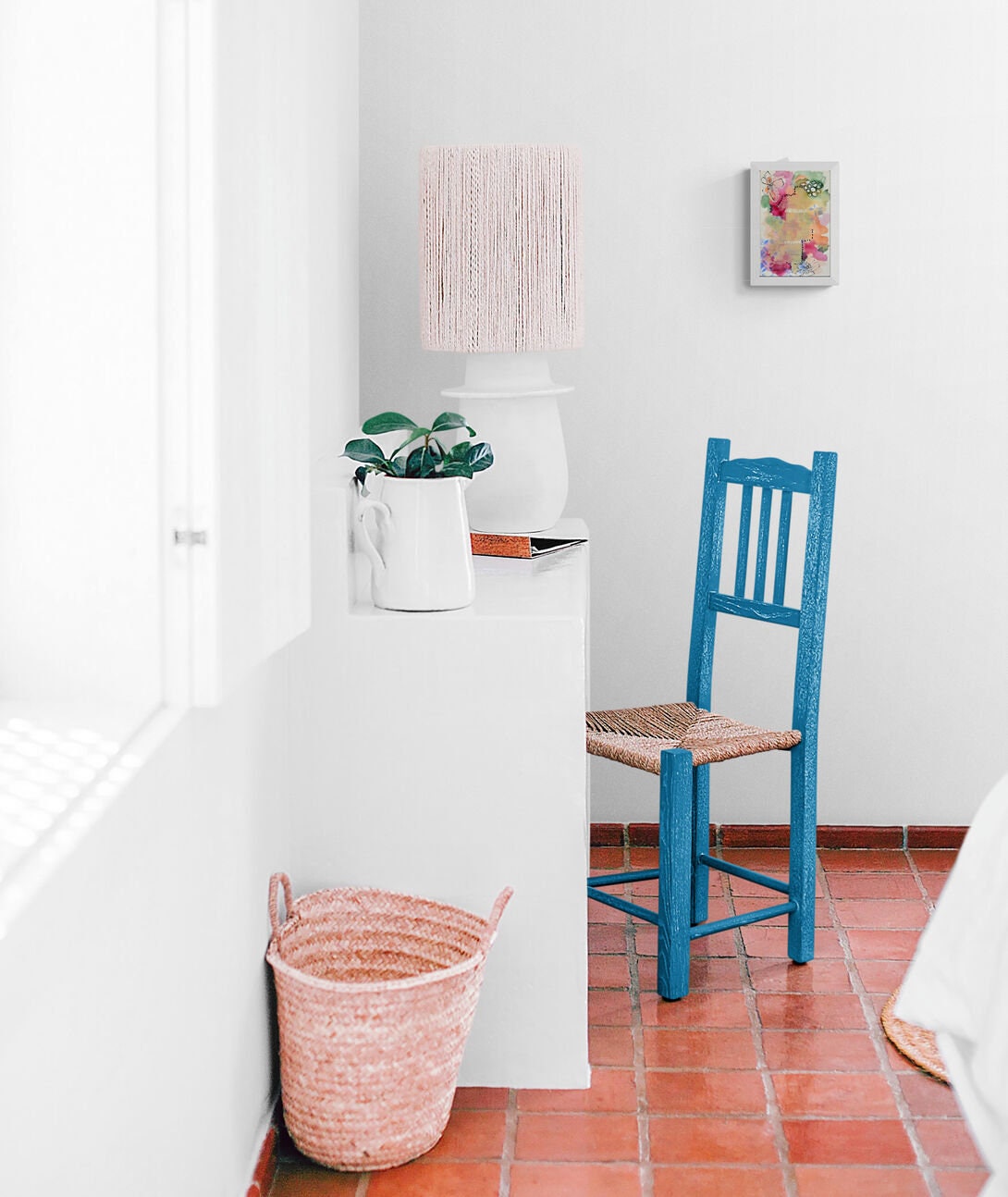 Abstract garden painting 6x9, hand painted mixed media painting on paper, small wall art, abstract mark making art - Carved Effects