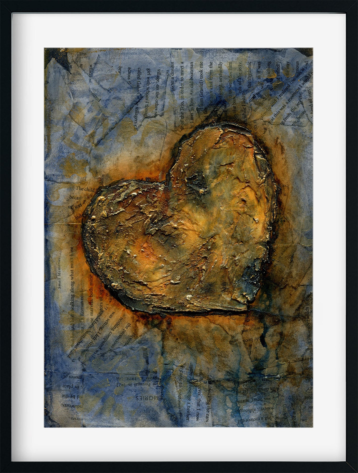 Abstract heart art texture acrylic painting on canvas panel 9x12, mixed media abstract painting, original painting on canvas board - Carved Effects