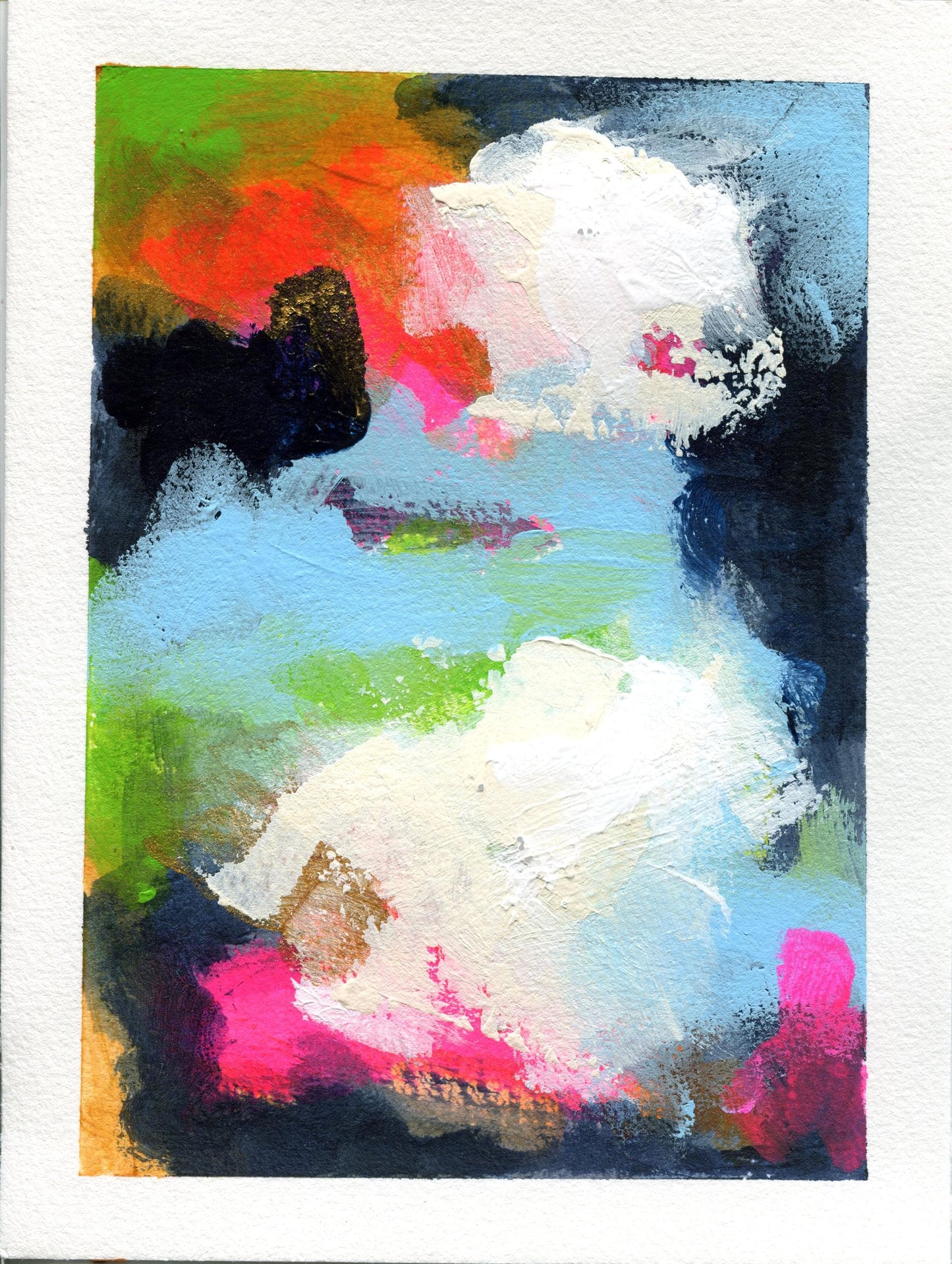 Abstract hand painted original watercolor painting 5x7, small wall gallery art, abstract wall art