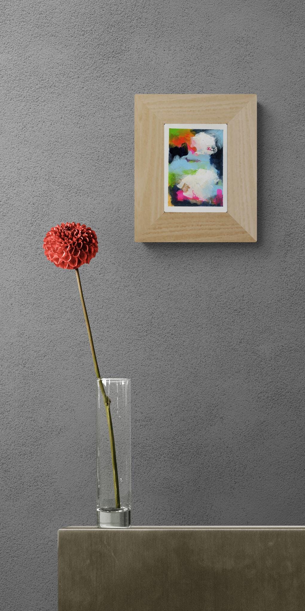 Abstract hand painted original watercolor painting 5x7, small wall gallery art, abstract wall art