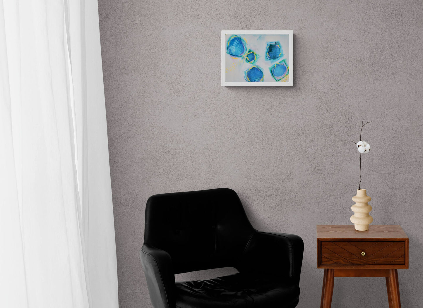 Abstract boxes painting 9x12, hand painted original abstract painting on paper, abstract mixed media wall art - Carved Effects