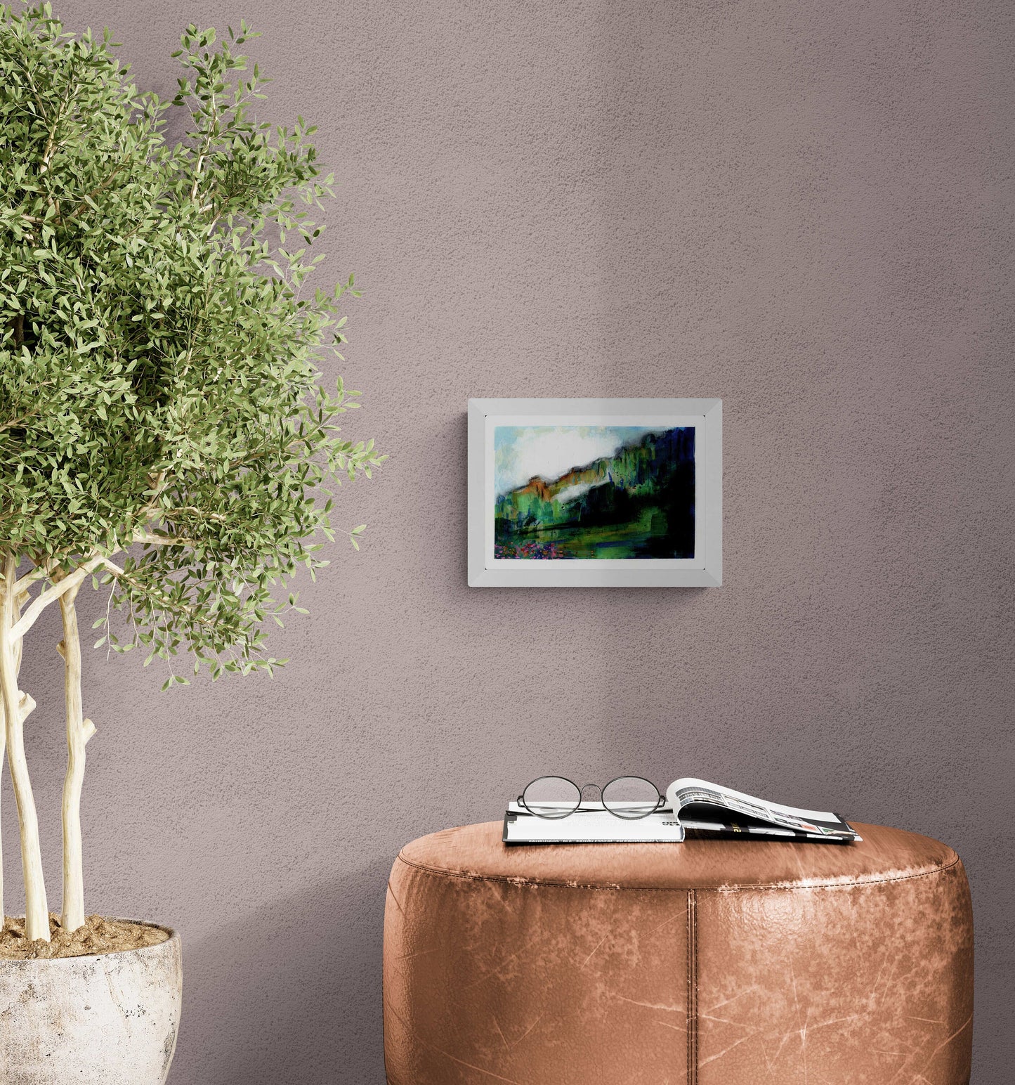 Bold green abstract landscape original painting