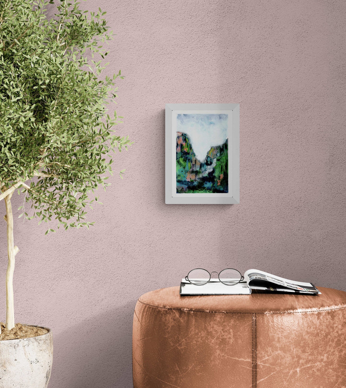 Bold lush green abstract landscape original painting