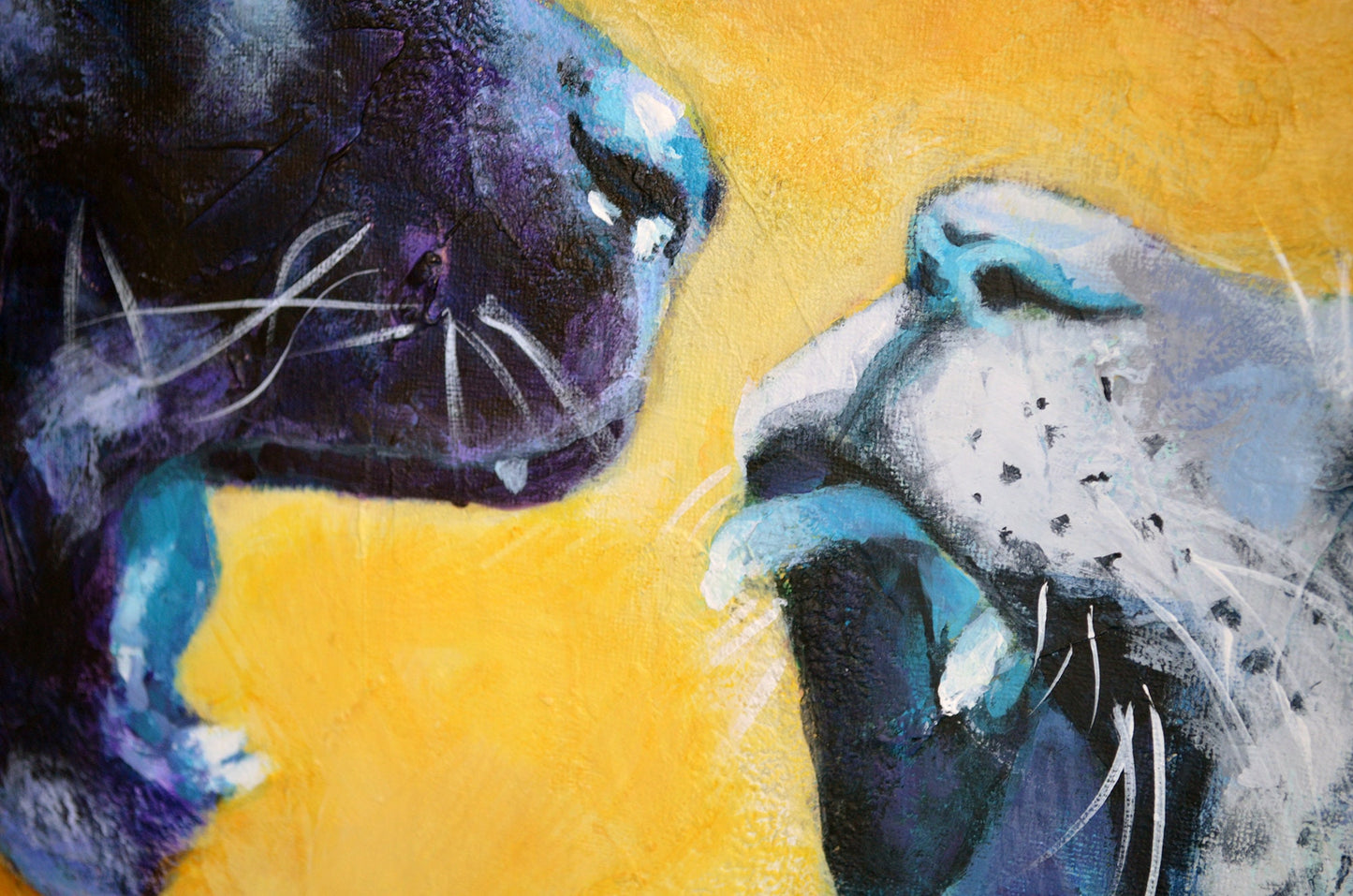 Fierce leopard faces original acrylic painting on canvas