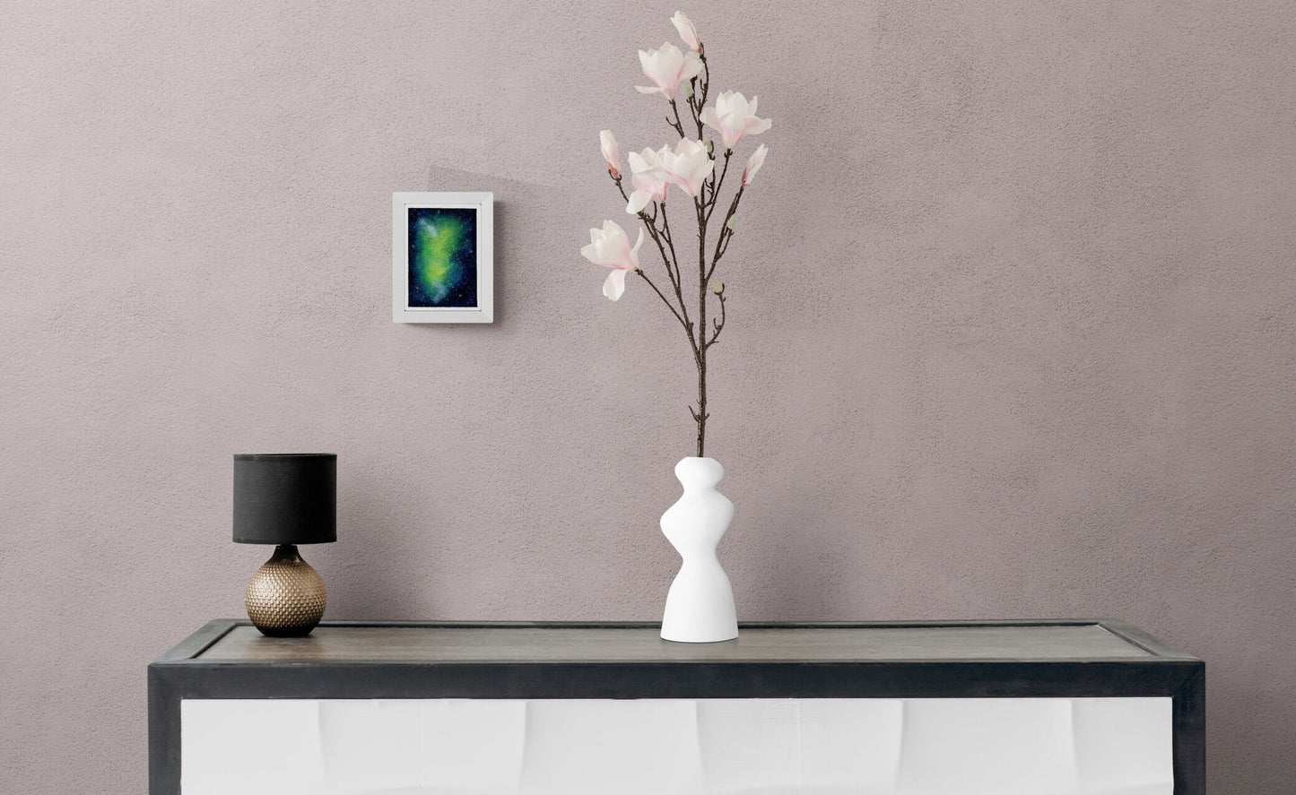 Green galaxy watercolor painting