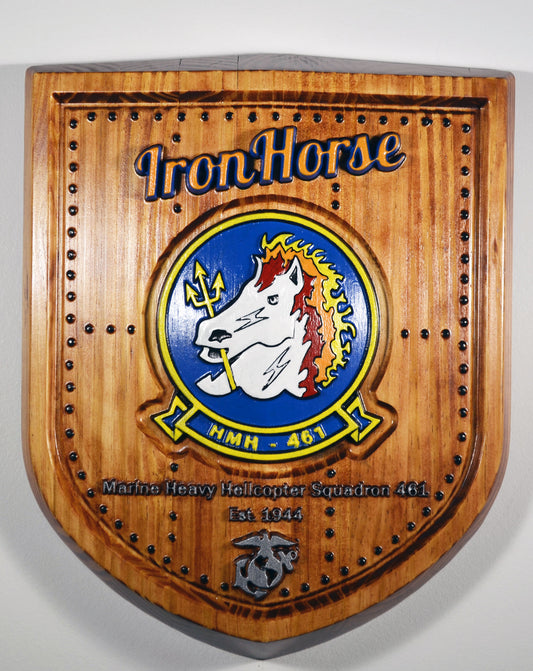 USMC HMH-461, Marine Heavy Helicopter Squadron painted plaque - Carved Effects