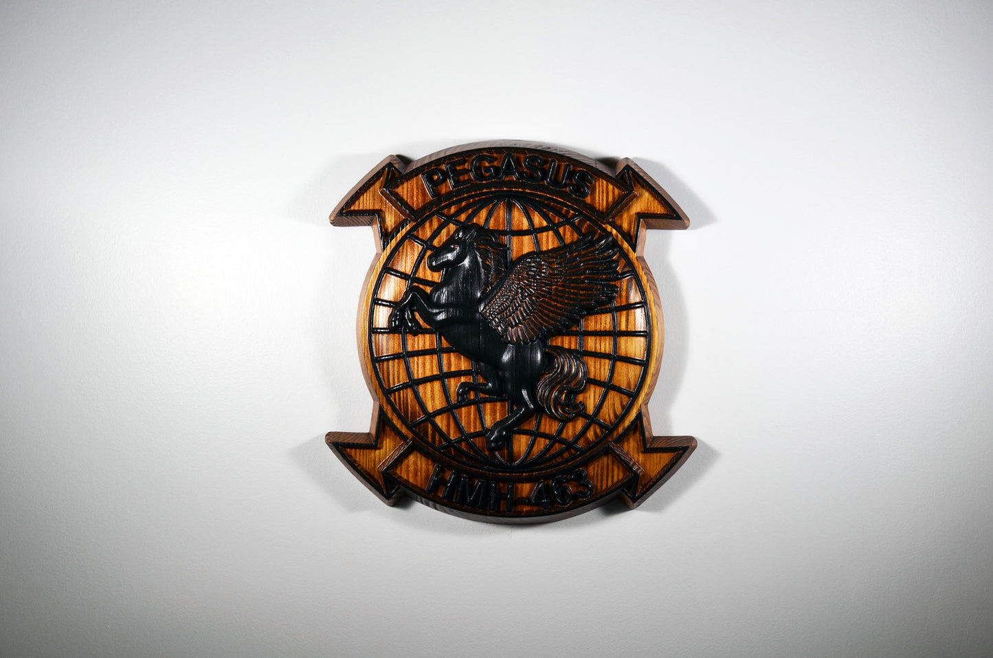 USMC Marine Heavy Helicopter Squadron 463 Blackout, Marine Corps Air Wing, 3d wood carving, military plaque