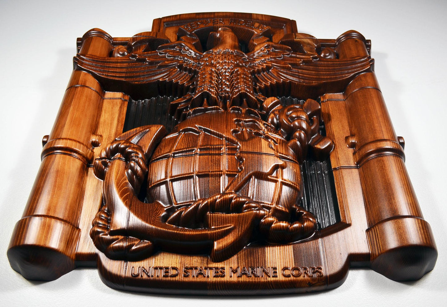 USMC MCRD Eagle Globe Anchor 22", Marine Corps, Military Cedar Plaque