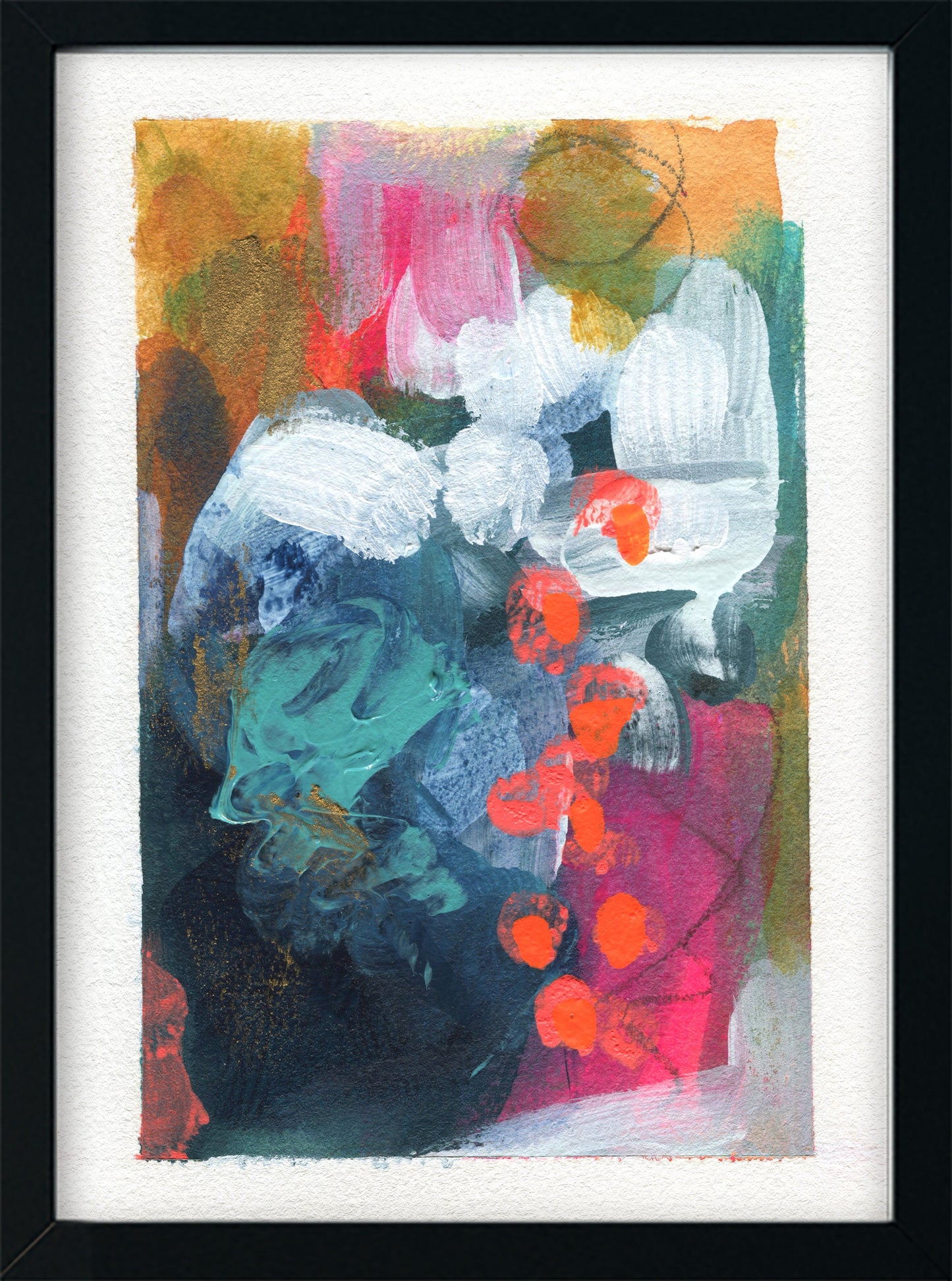 Abstract hand painted original watercolor painting 5x7, small wall gallery art, abstract wall art