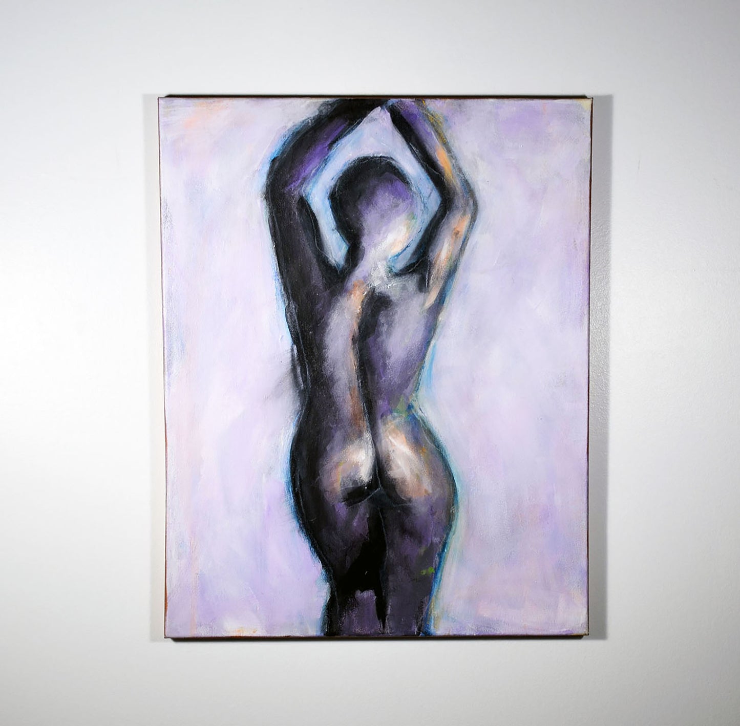Expressive female form original acrylic painting 16x20 on canvas, old school pin up girl wall art, sensual sultry female backside