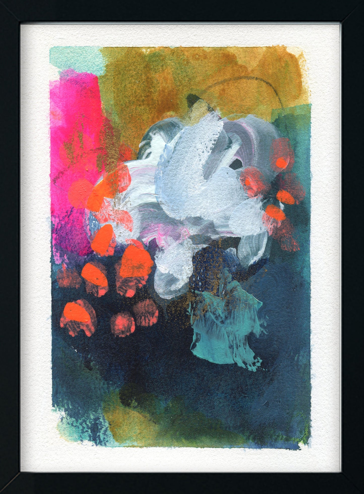 Abstract hand painted original watercolor painting 5x7, small wall gallery art, abstract wall art