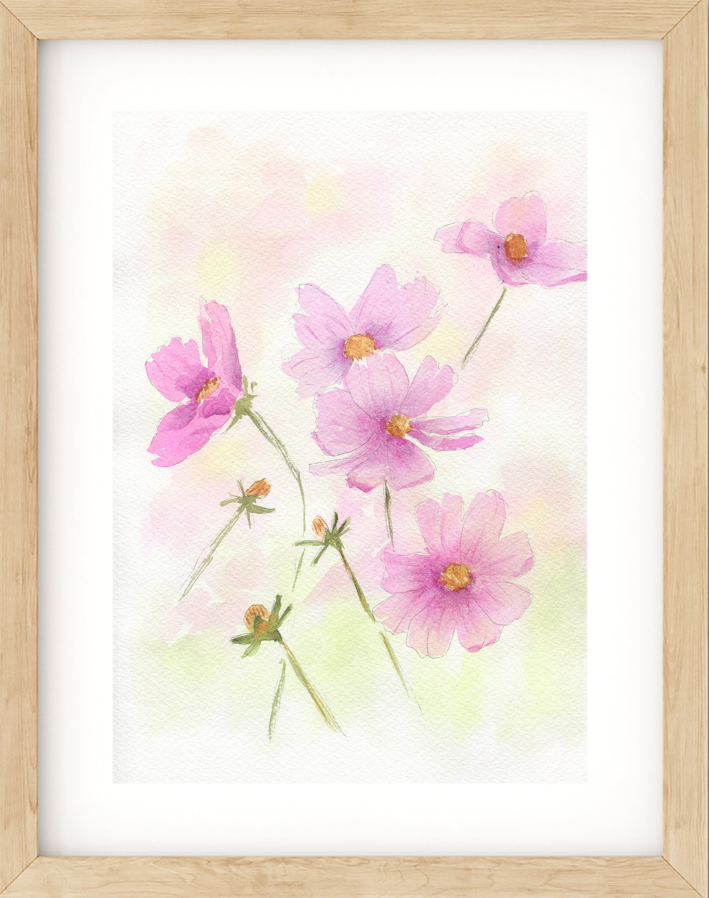 Purple cosmos watercolor painting - Carved Effects