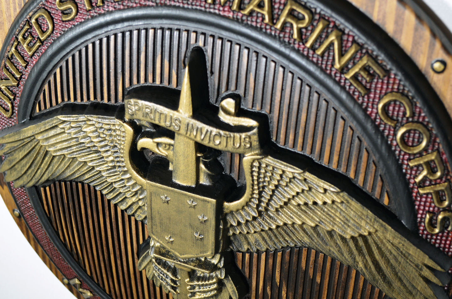 USMC Marine Raiders Badge on Shield, Marine Special Operations, 3d CNC wood carving, painted military plaque