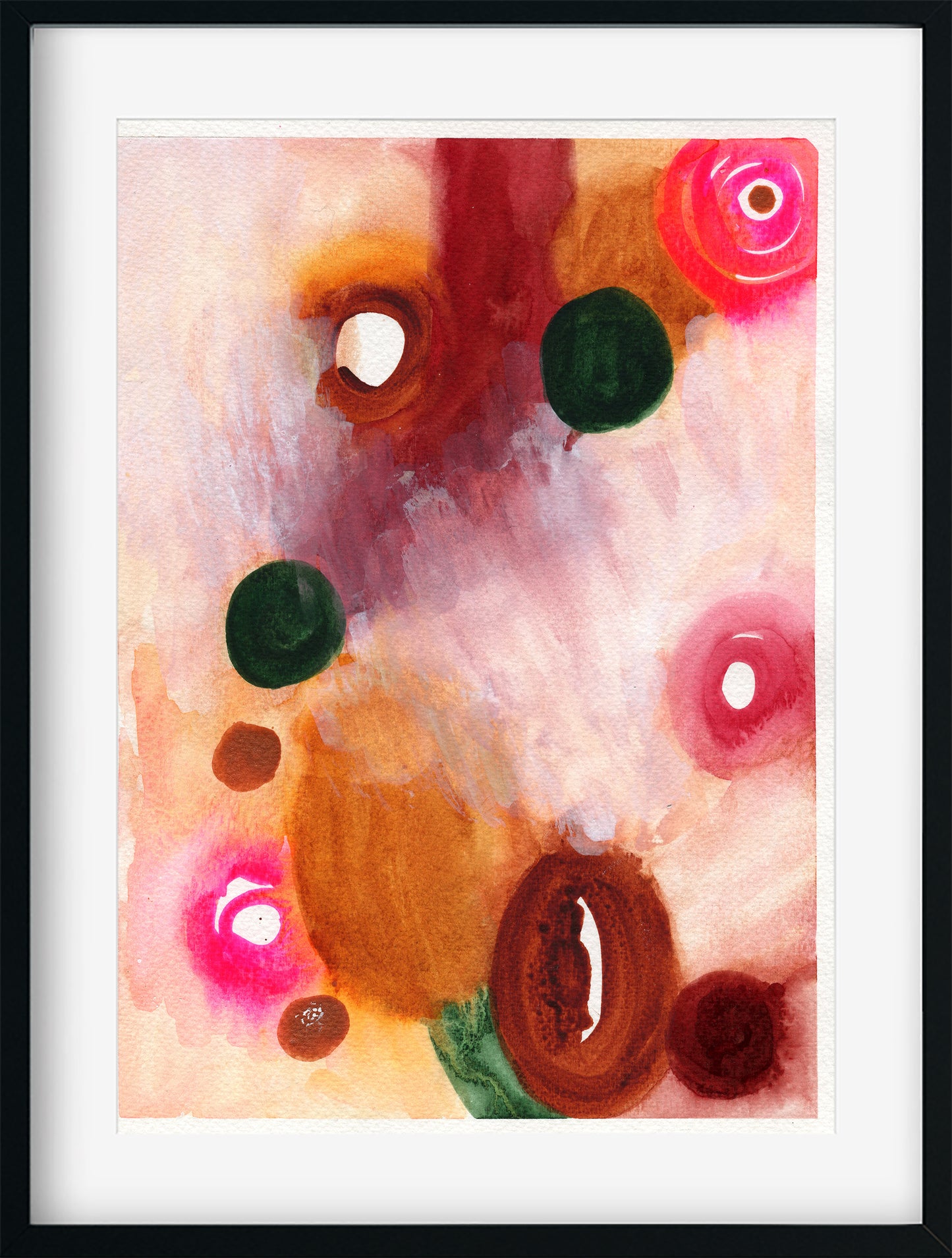 Abstract art with colorful circles on a light background