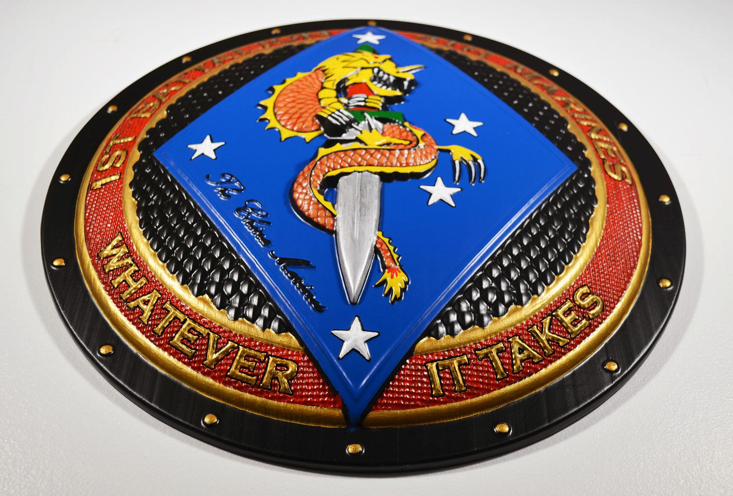 USMC 1st Battalion 4th Marine Painted Unit Plaque