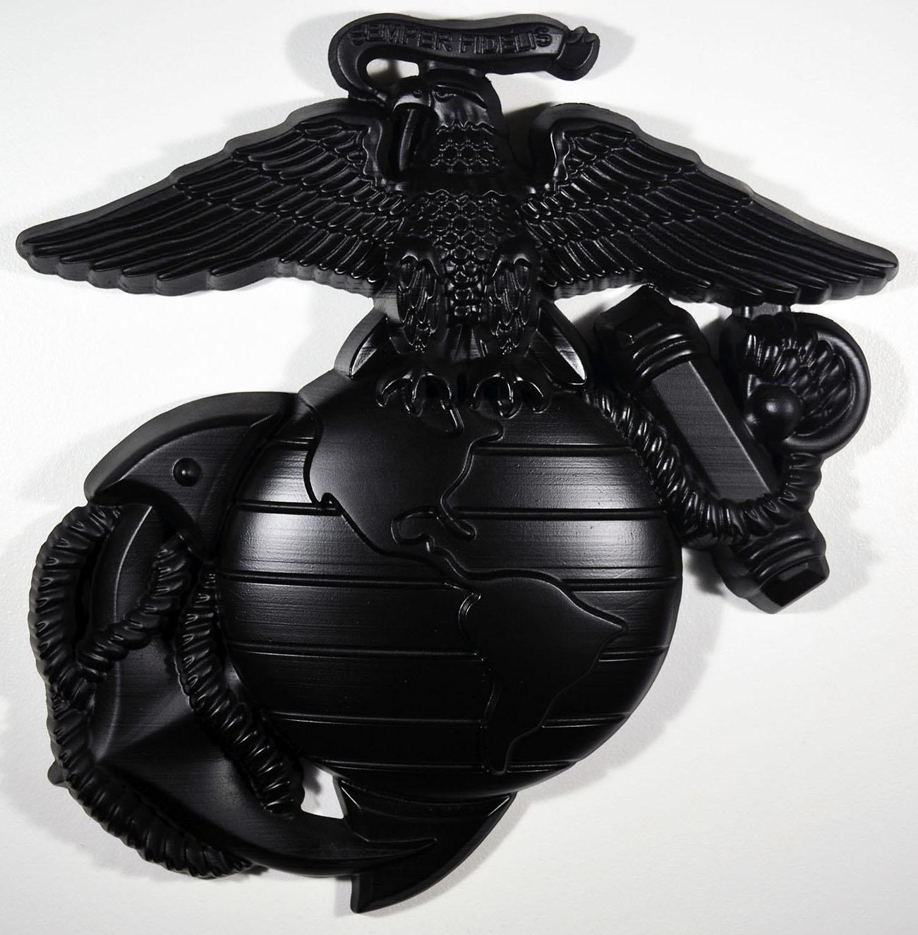 USMC Eagle Globe Anchor, Marine Corps, EGA, Matt Black Plaque