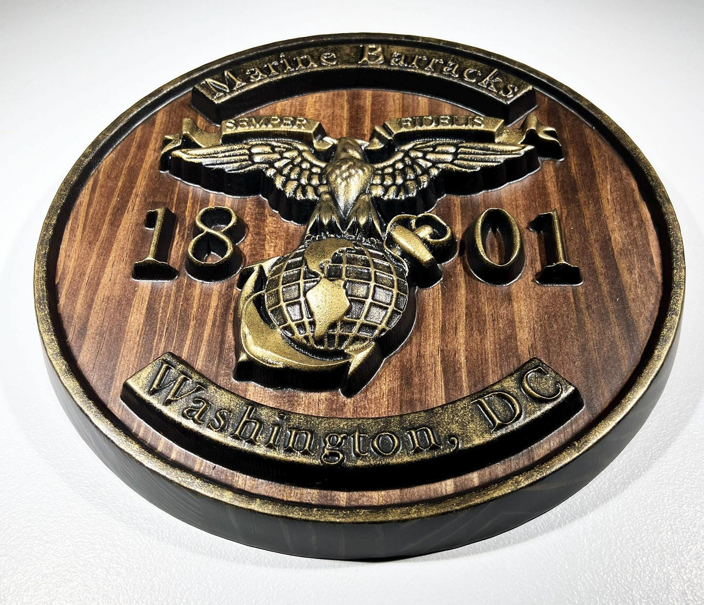 USMC Marine Barracks, 1801 Washington DC, Java and Brass military unit plaque