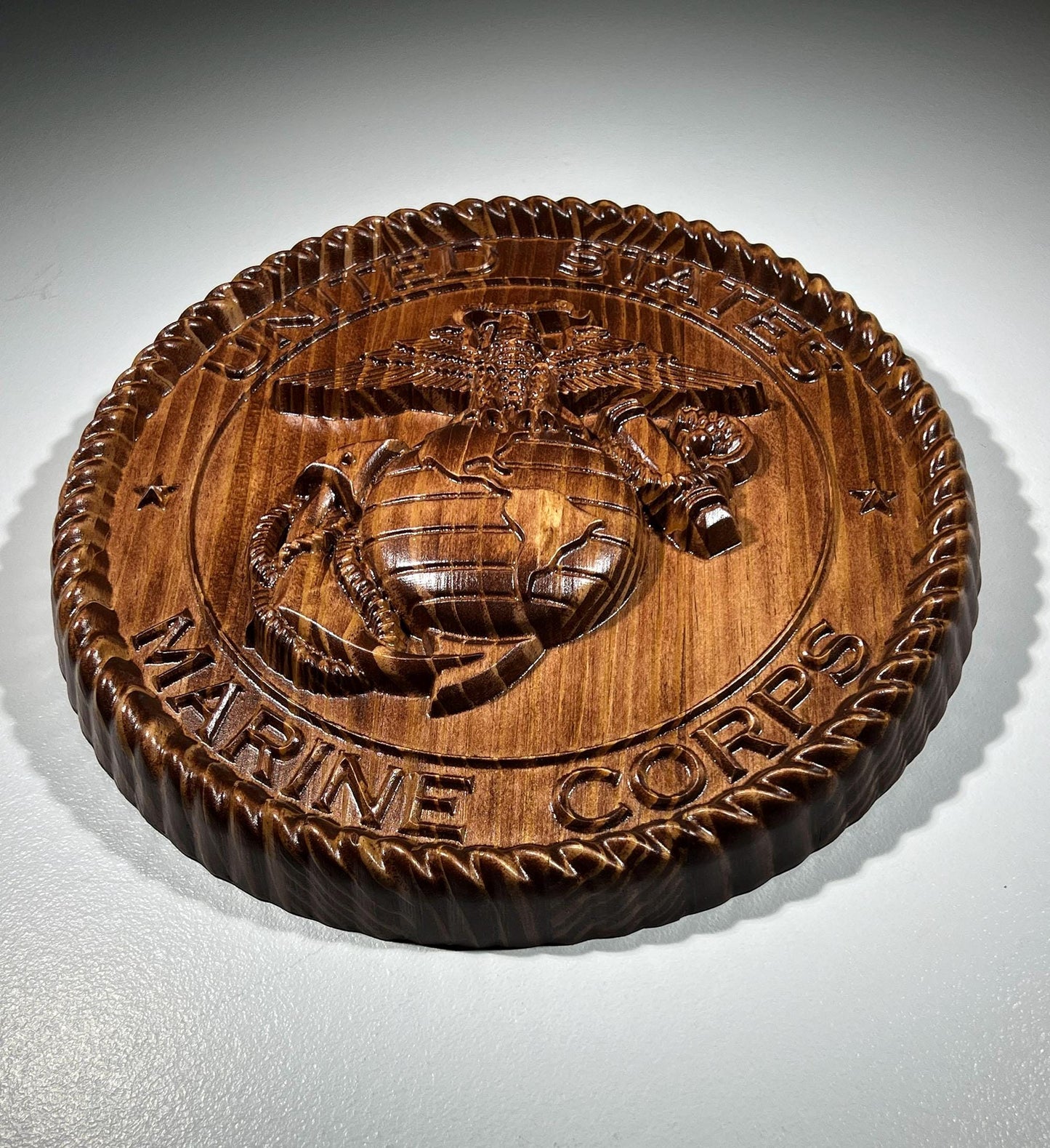 USMC Marines Logo 12" stained Military Plaque