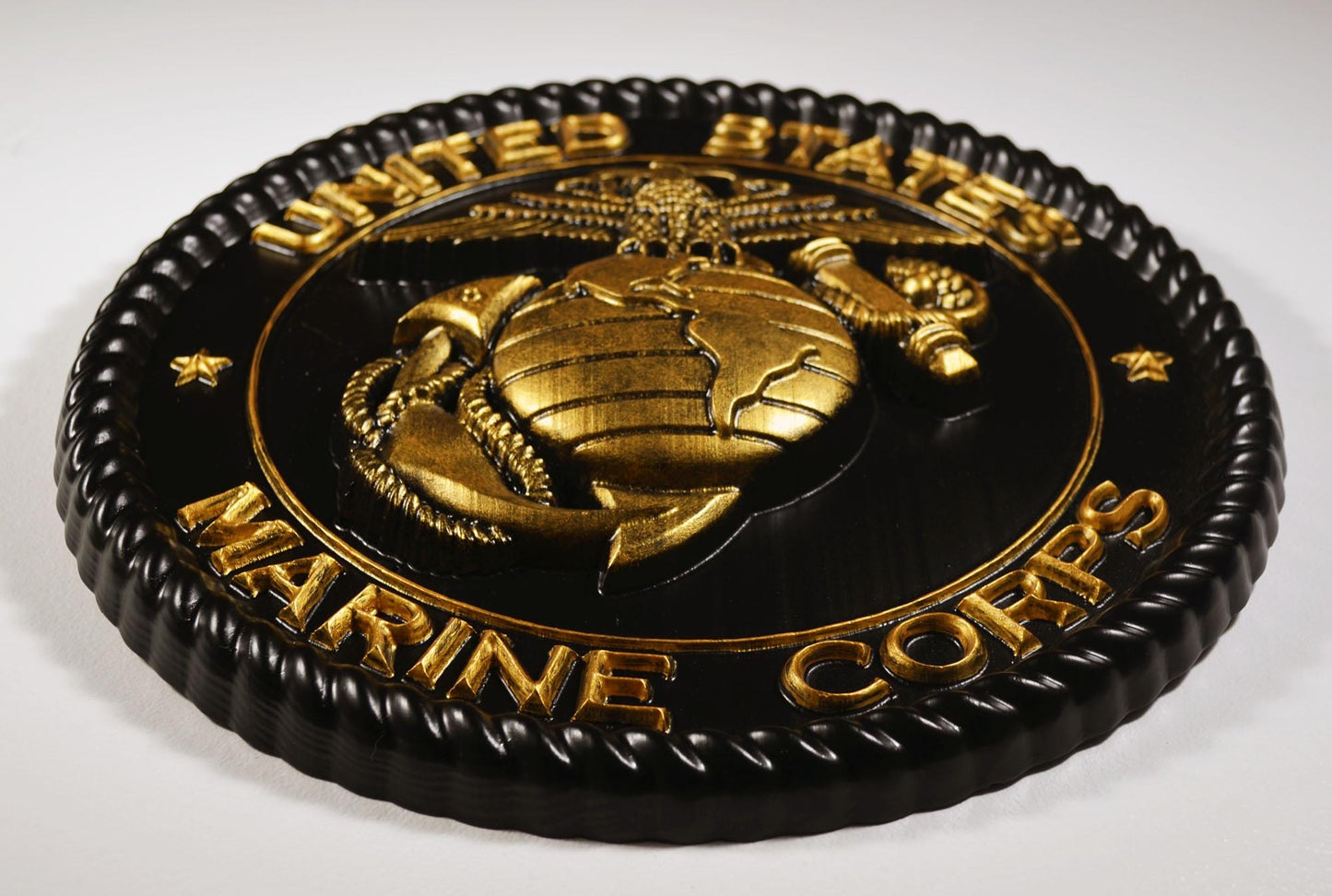 USMC Marines Logo 12"Black and Gold Painted Military Plaque