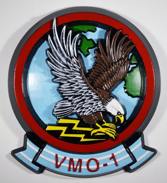 Marine Observation Squadron 1 (VMO-1), Yazoo, CNC 3d wood carving, military plaque