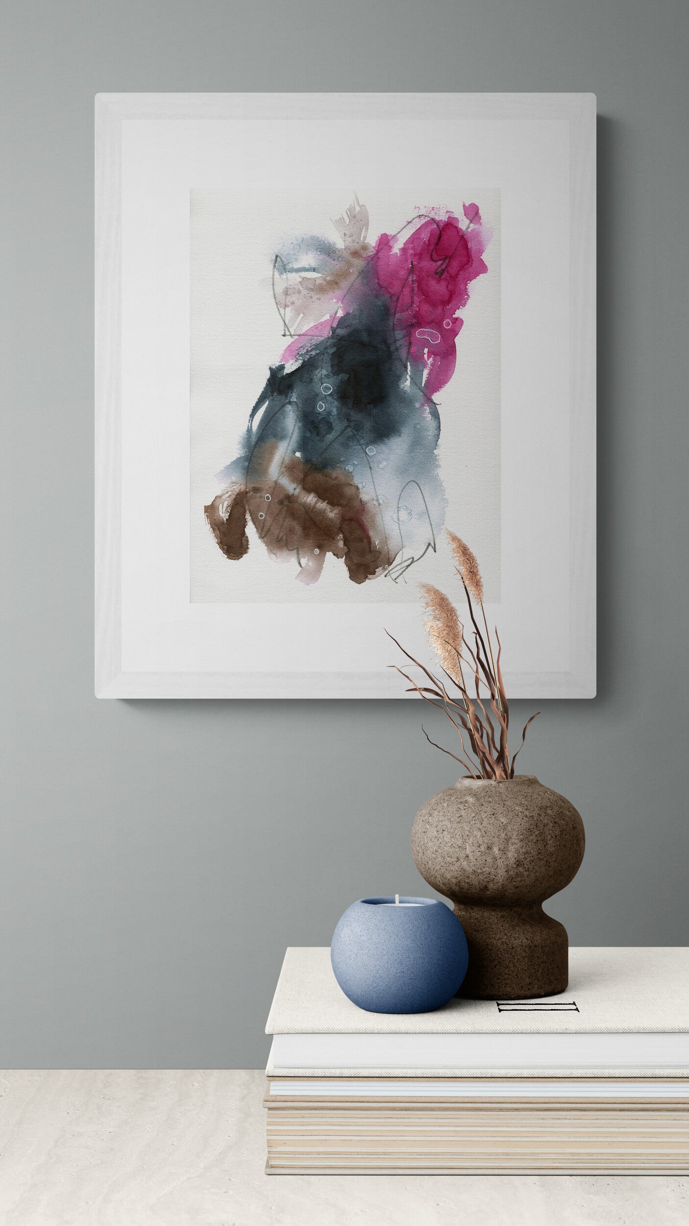 Abstract original watercolor painting 9x12, original watercolor painting, small wall gallery art - Carved Effects