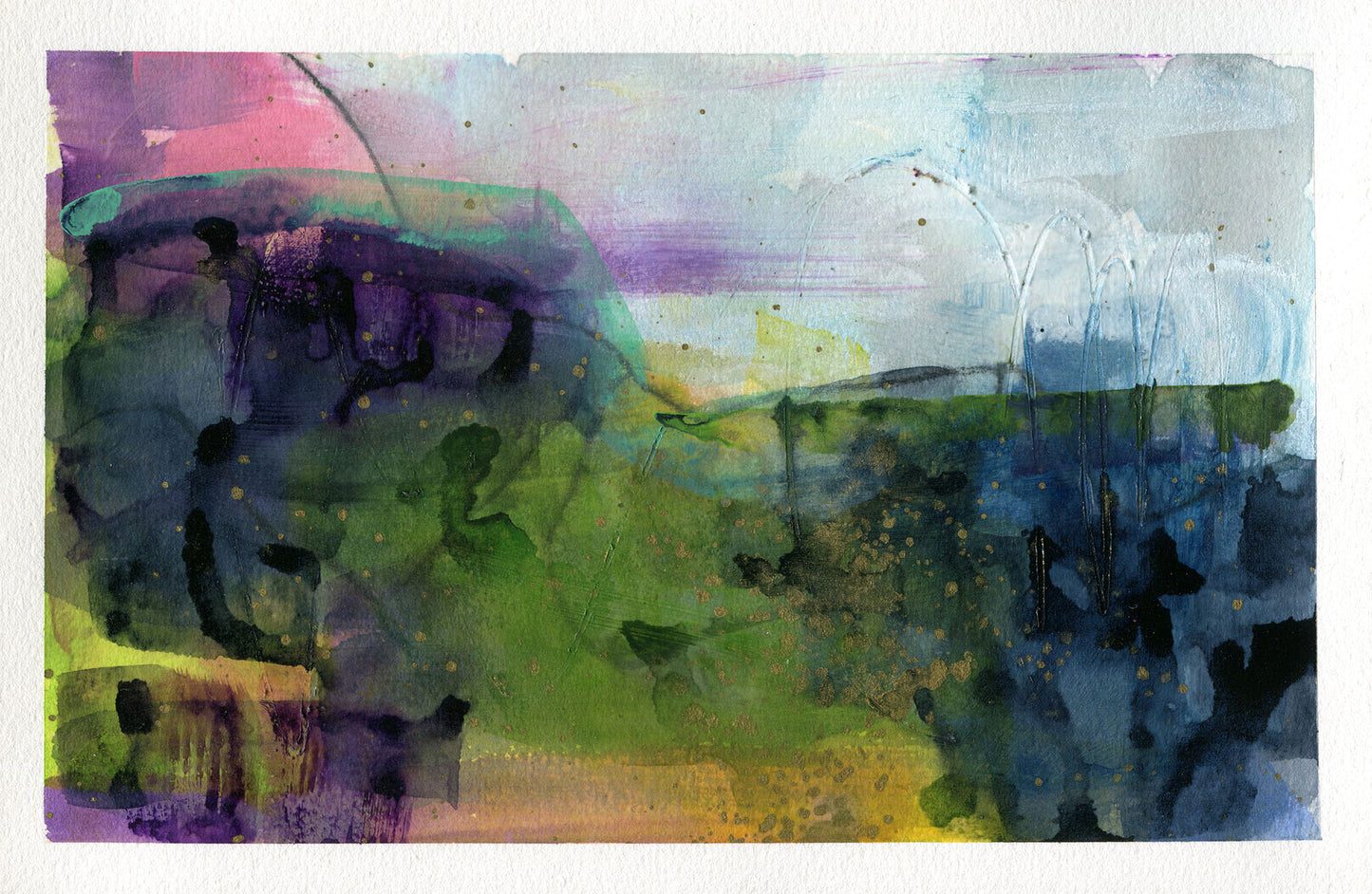 Abstract art piece with a mix of colors on a white background