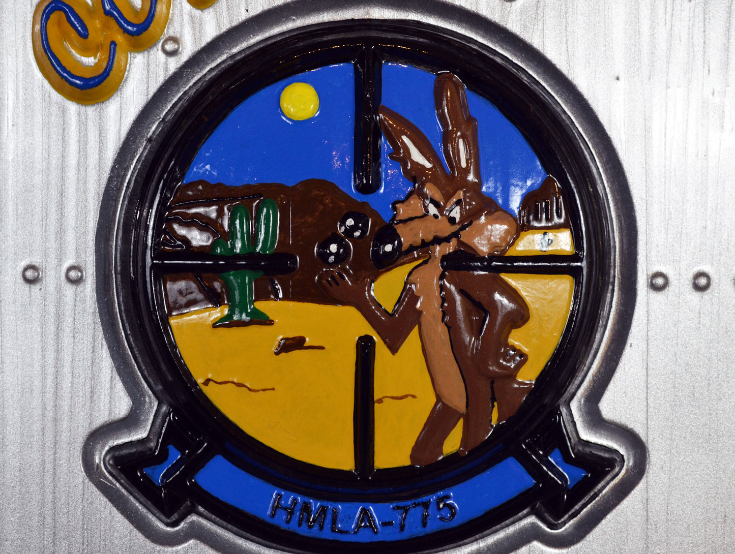 USMC Light Attack Helicopter Squadron, Coyotes, HMLA-775, CNC 3d wood carving, painted military plaque