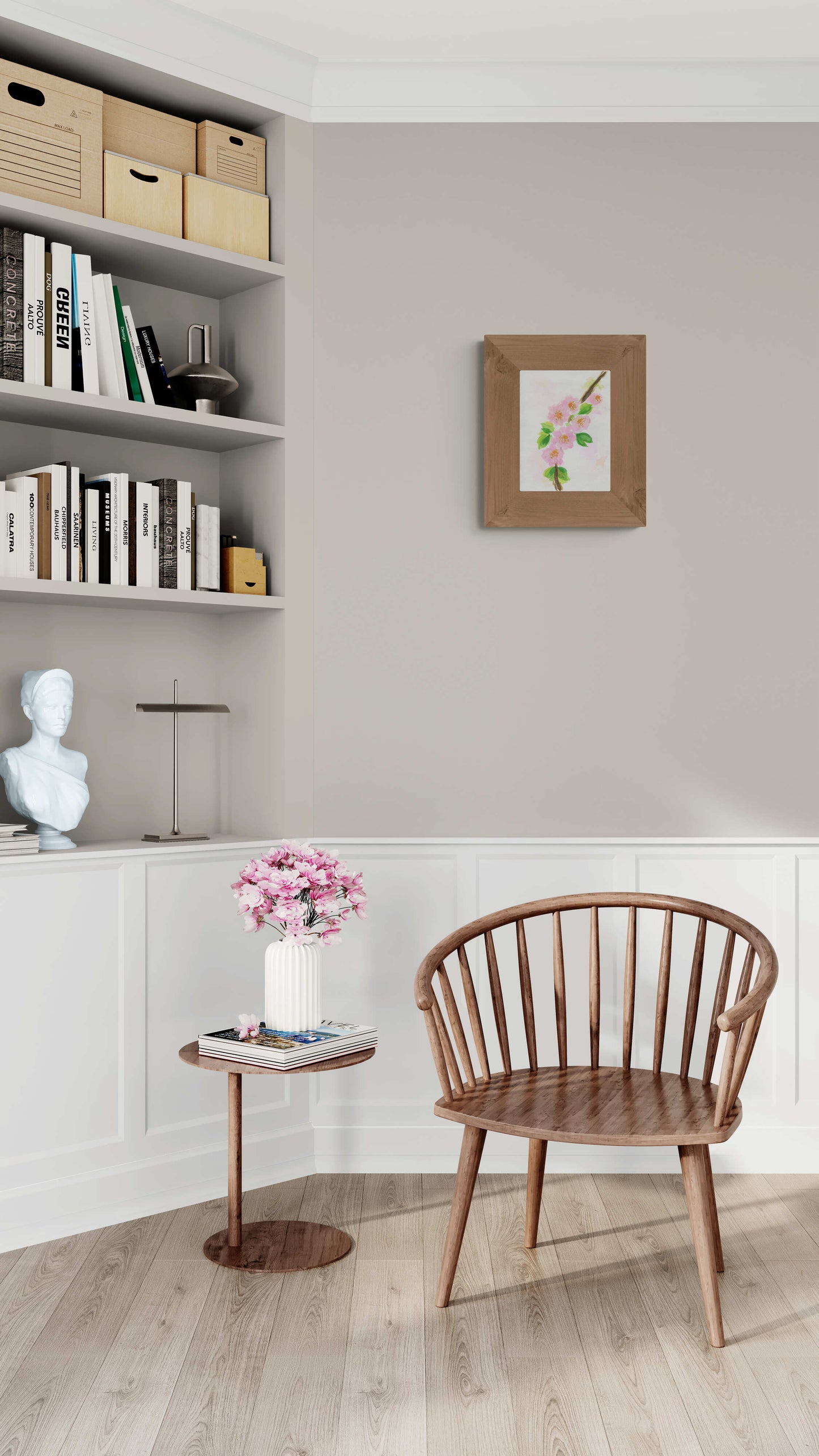 Cherry blossoms original hand painted watercolor painting 9x12, pink flowers wall art, Japanese cherry blossom artwork - Carved Effects