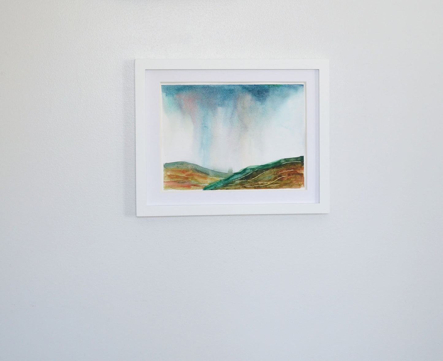 Atmospheric landscape watercolor painting, original landscape wall art ready to frame - Carved Effects