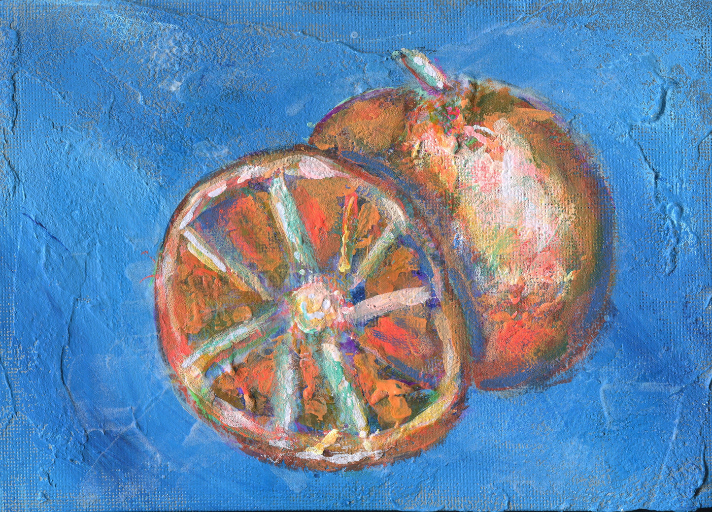 Set of 3 small acrylic fruit paintings 5x7, lemons limes oranges acrylic painting on canvas board, expressive impressionism painting