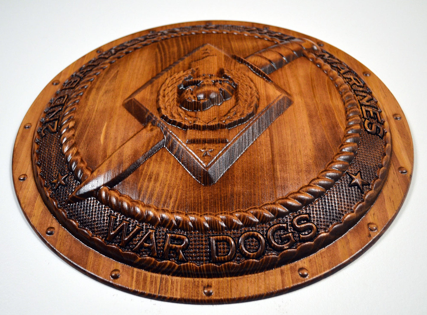 USMC 2nd Battalion 7th Marines, USMC 3d wood carving, military plaque