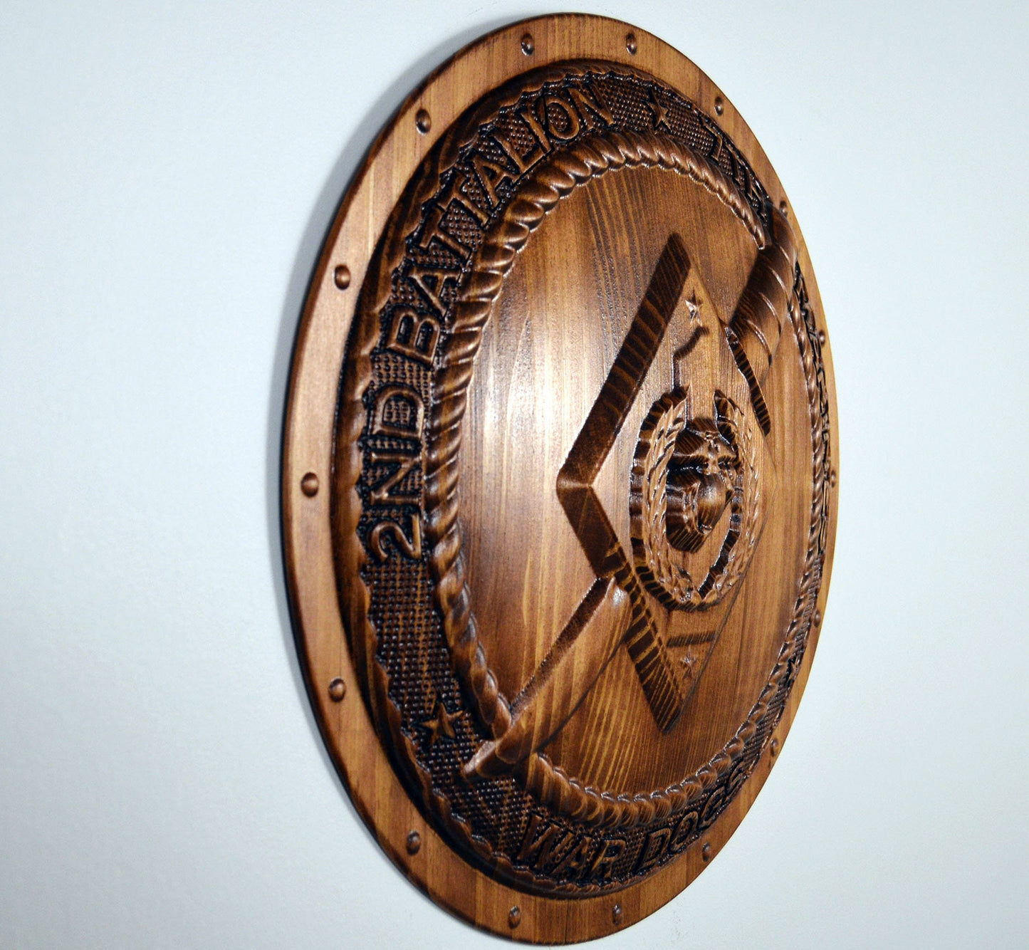USMC 2nd Battalion 7th Marines, USMC 3d wood carving, military plaque