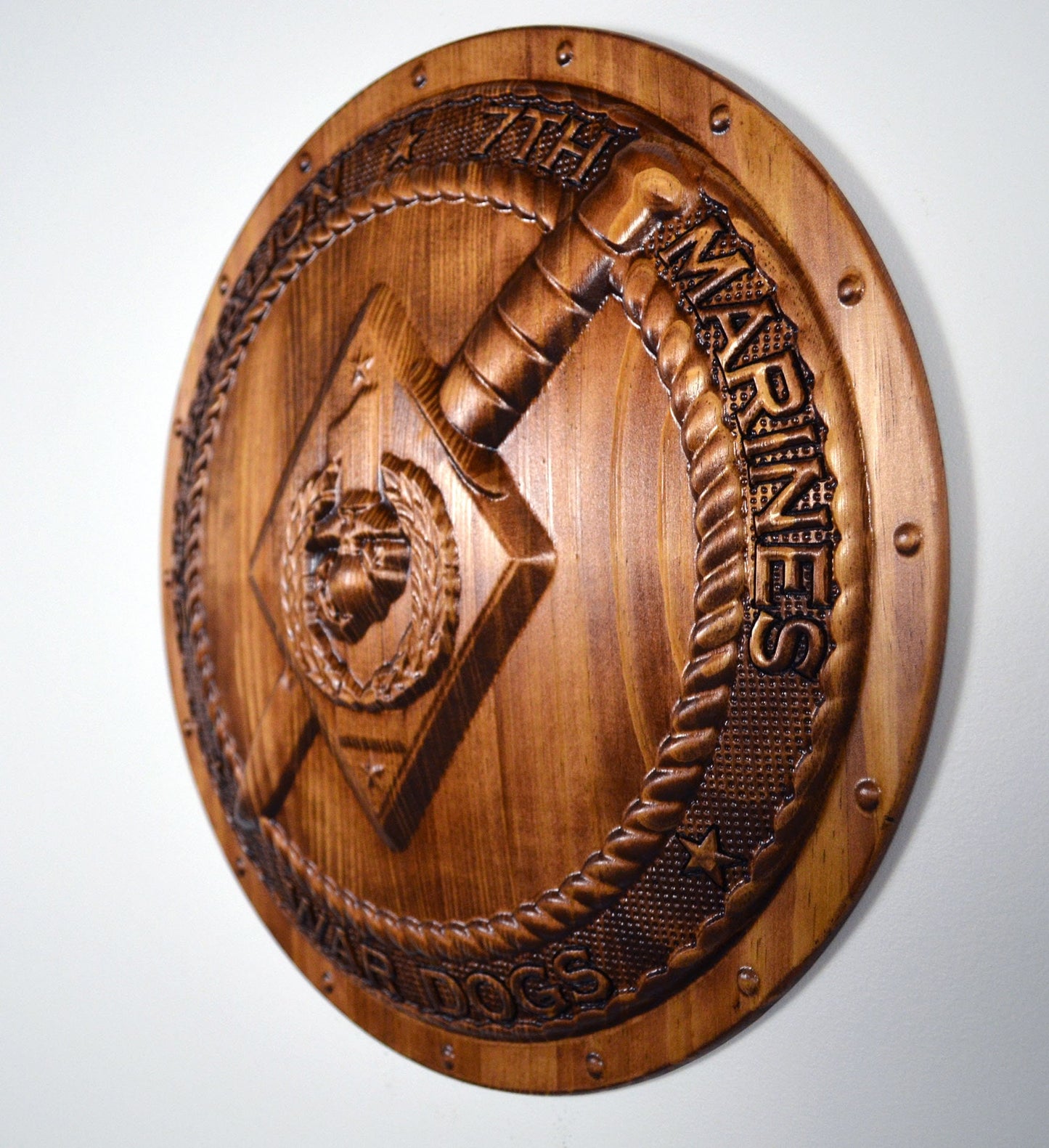 USMC 2nd Battalion 7th Marines, USMC 3d wood carving, military plaque