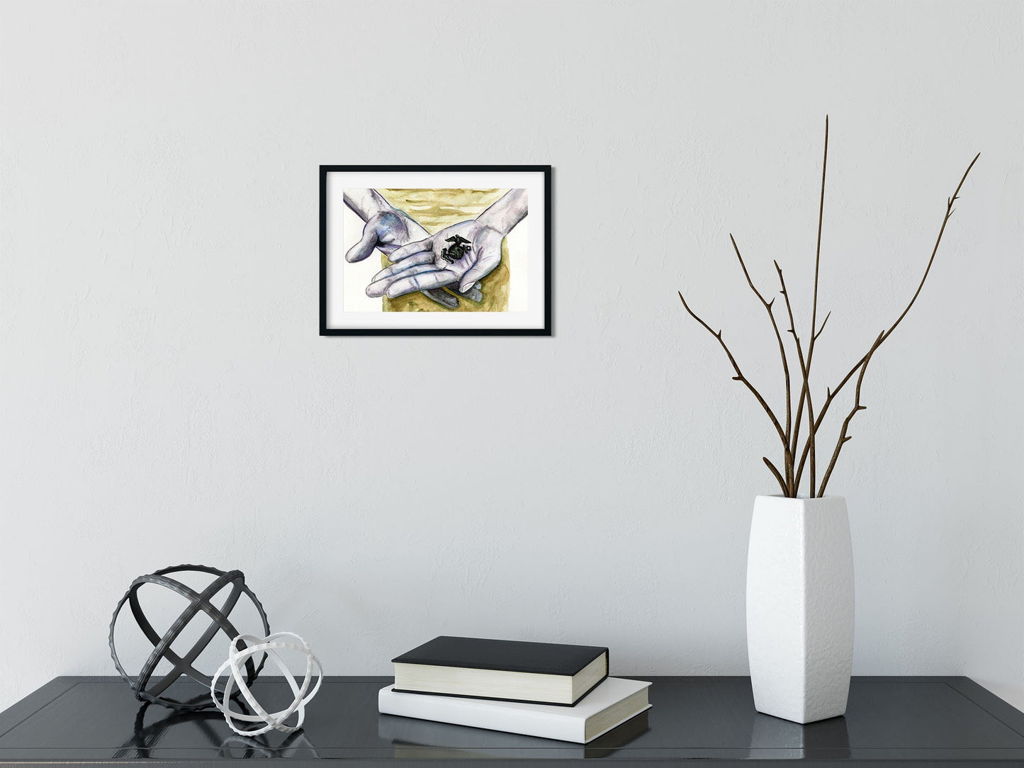 Becoming a US Marine original hand painted watercolor painting 9x12, Eagle Globe and Anchor USMC painting - Carved Effects