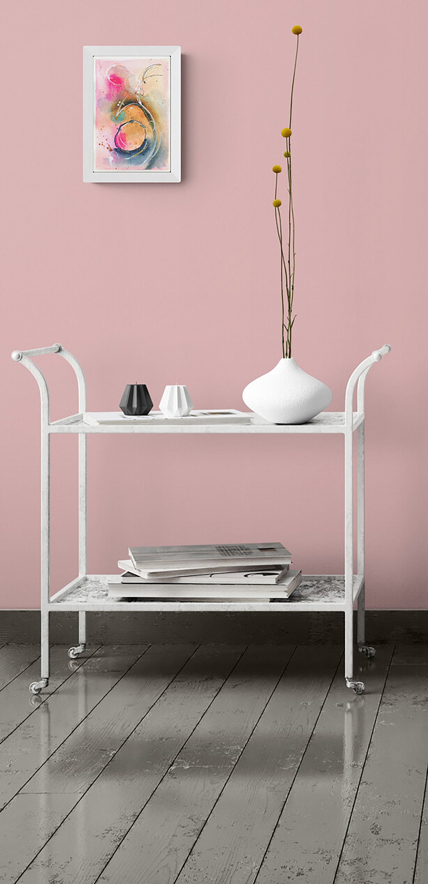 Abstract watercolor painting 6x9, hand painted abstract circle watercolor original artwork, indigo yellow and pink small wall art - Carved Effects