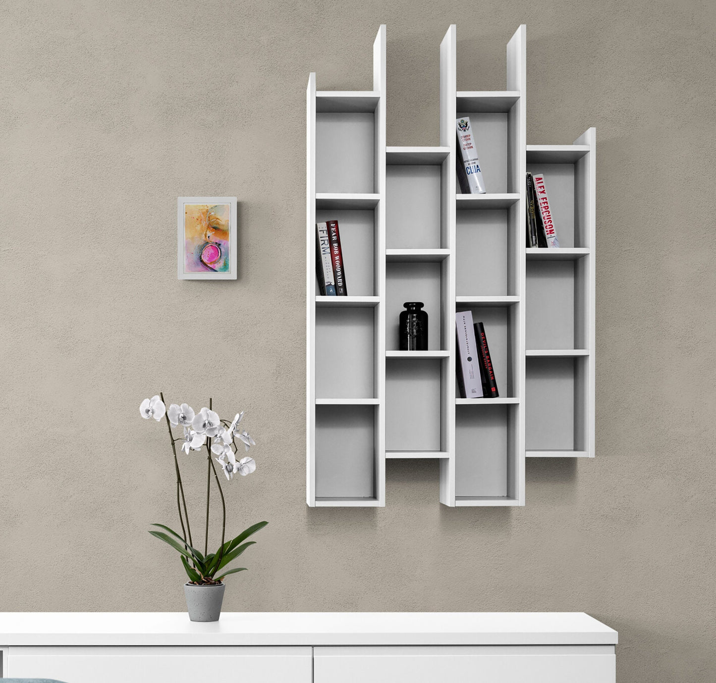 Abstract watercolor painting 6x9, hand painted abstract circle watercolor original artwork, yellow blue and pink small wall art - Carved Effects