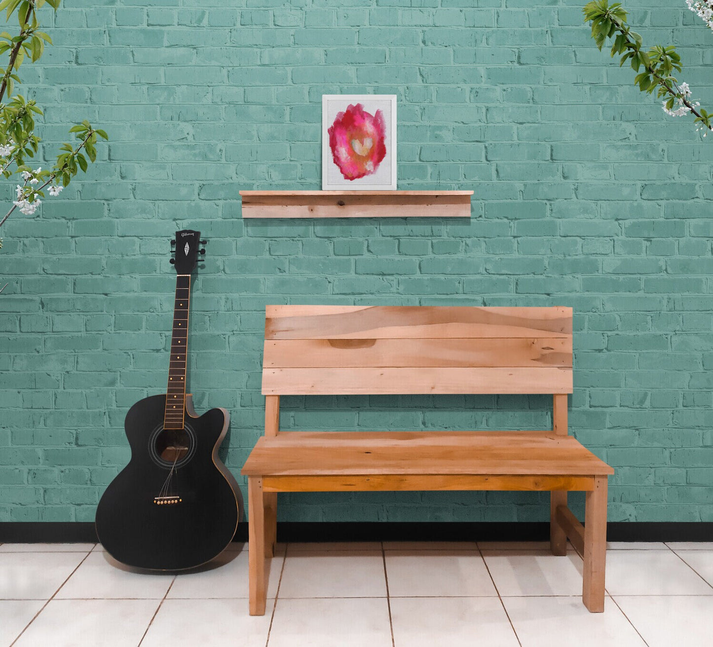 Abstract red pink gold heart acrylic painting on paper 9x12, expressive bold abstract wall art - Carved Effects