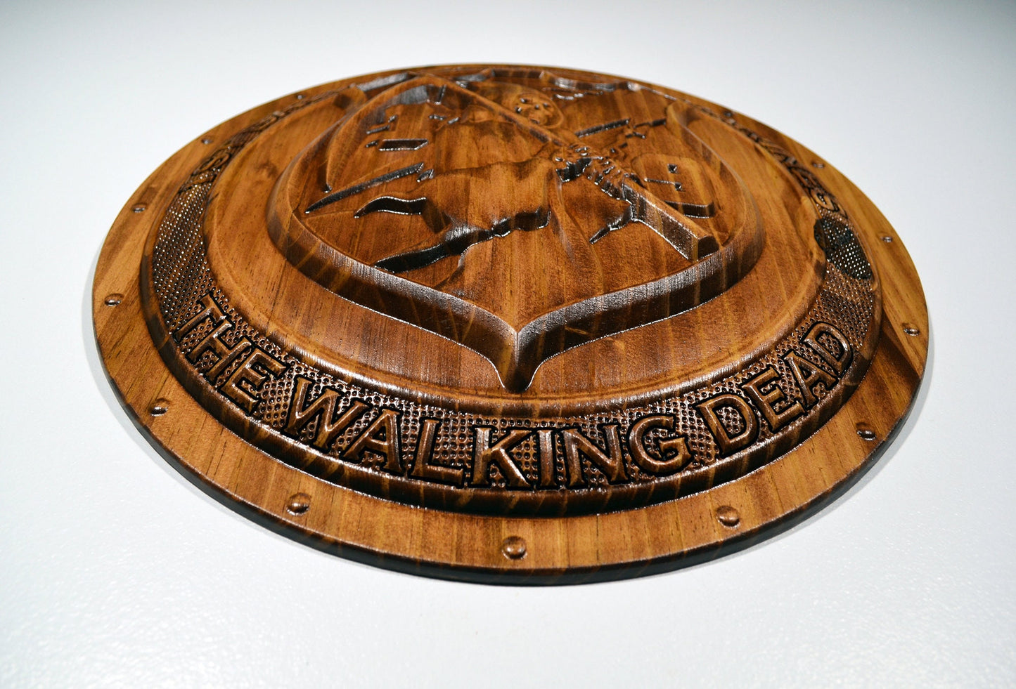 USMC 1st Battalion 9th Marines, USMC The Walking Dead 3d wood carving stained, military plaque