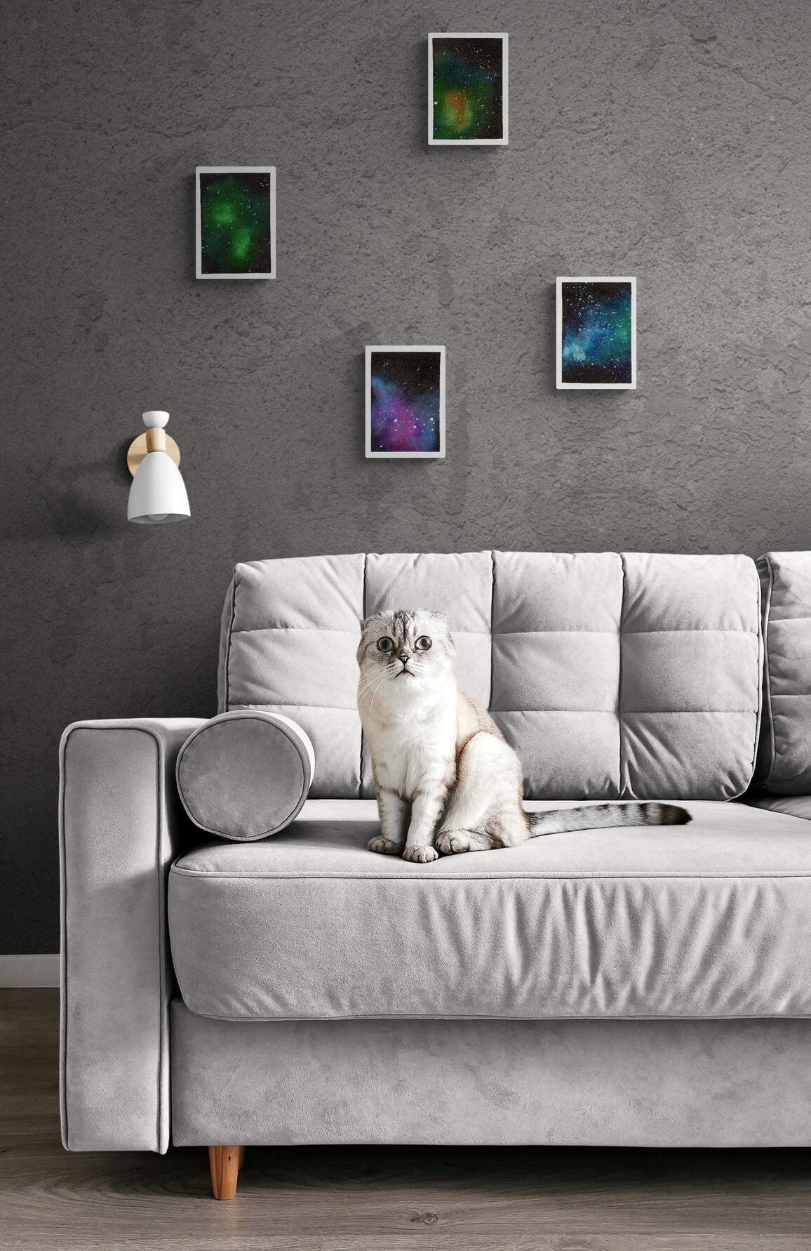 Galaxy watercolor painting, set of 4 5 x7, hand painted nebula wall art, space art wall decor, celestial watercolor, Northern lights artwork