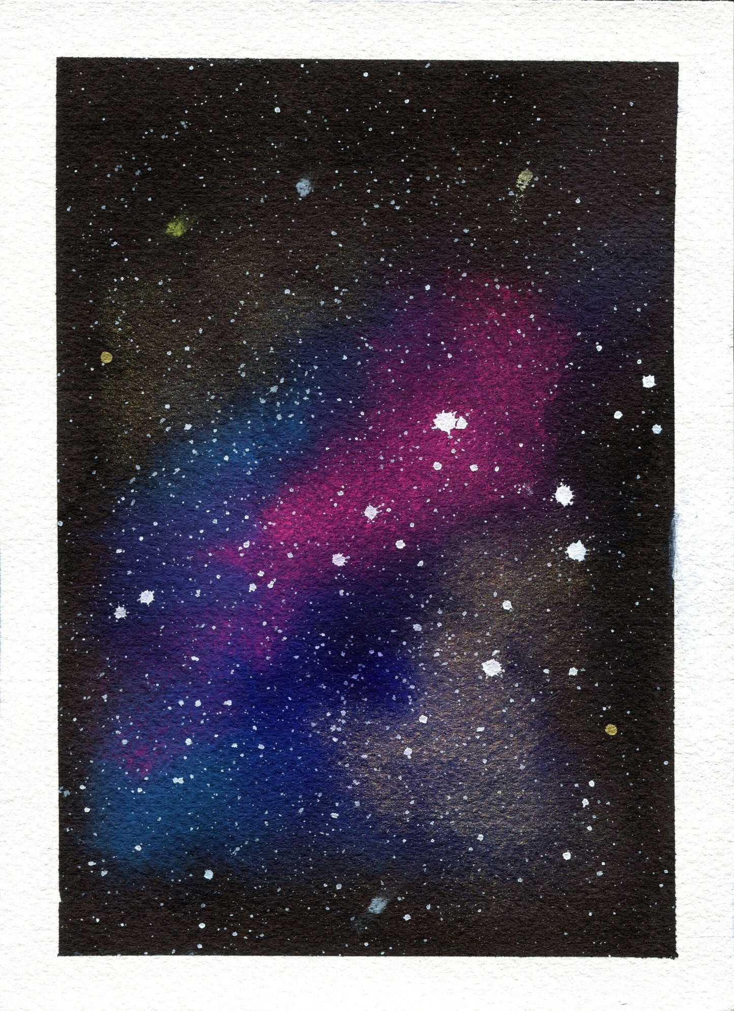 Galaxy original hand painted watercolor painting, set of 4 5 x7 nebula artwork, Northern lights wall decor