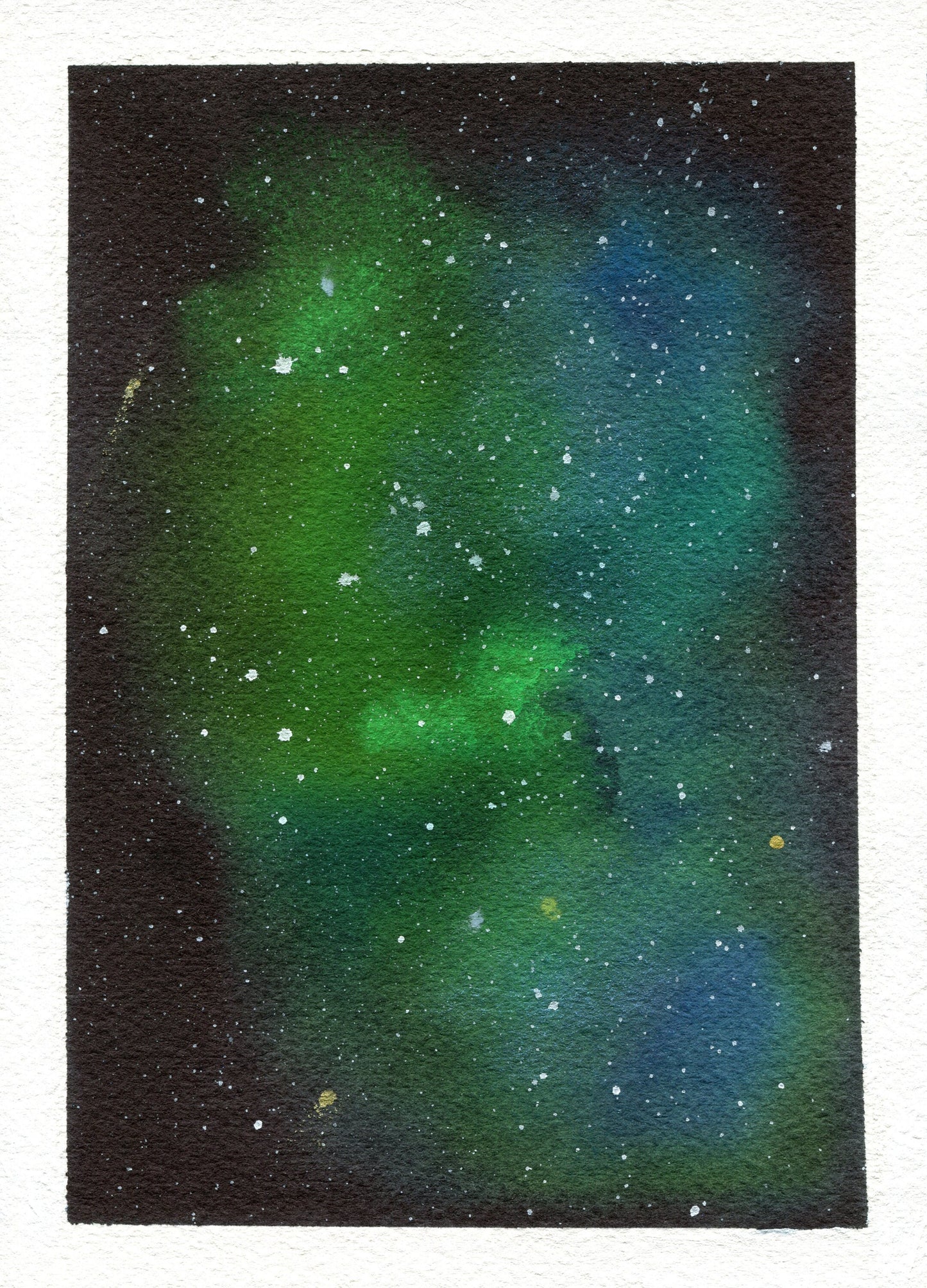 Galaxy original hand painted watercolor painting, set of 4 5 x7 nebula artwork, Northern lights wall decor