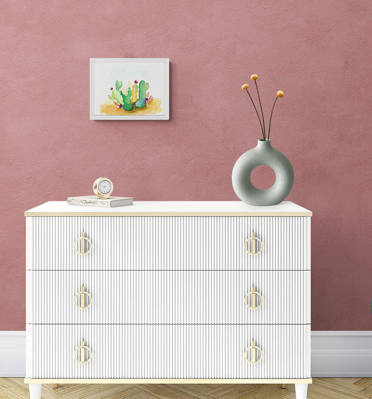 Cactus desert landscape original hand painted watercolor painting on paper 9x12, New Mexico wall art, Santa Fe inspired artwork - Carved Effects