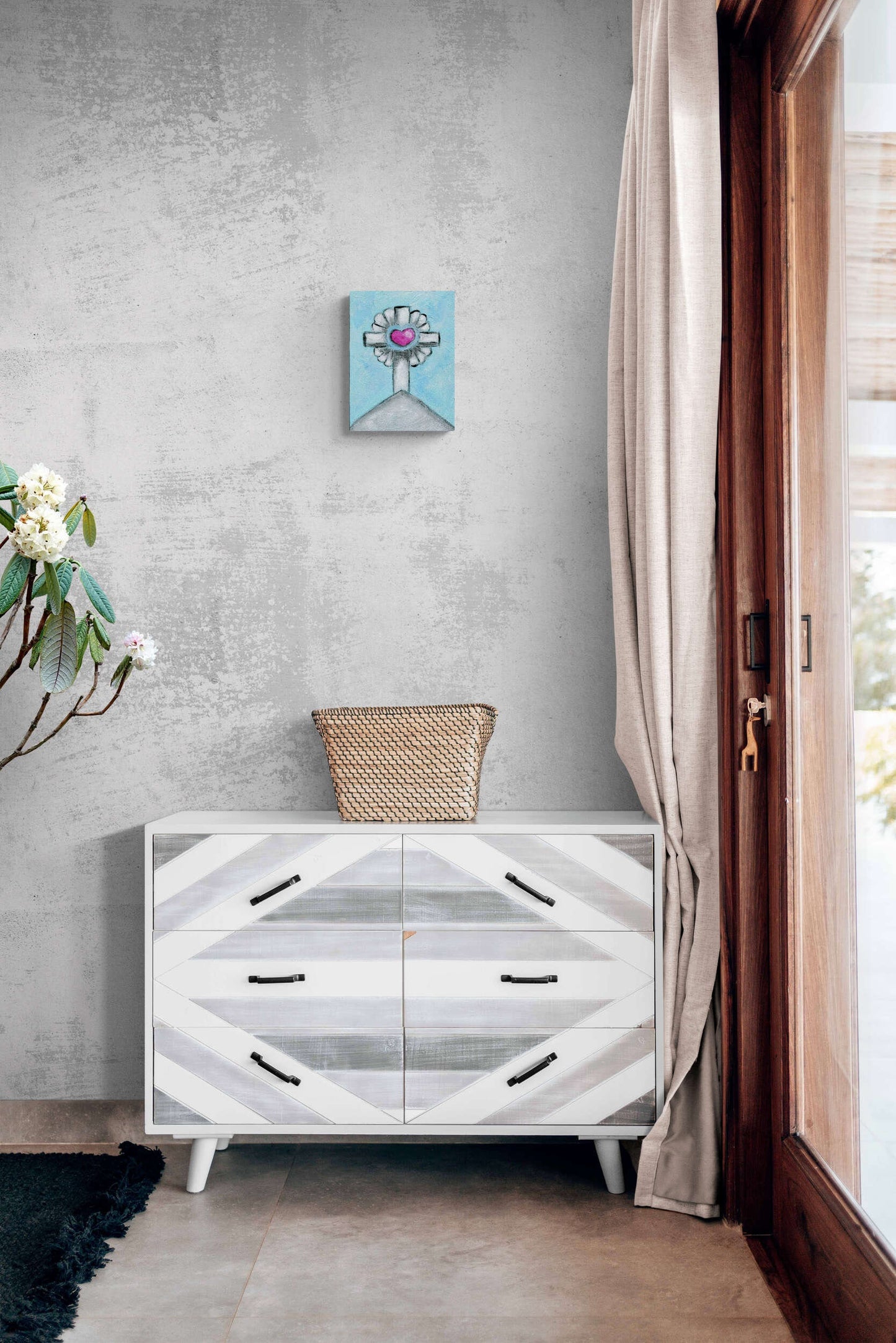 Church steeple cross original acrylic painting on canvas 9x12, original artwork, canvas wall art - Carved Effects